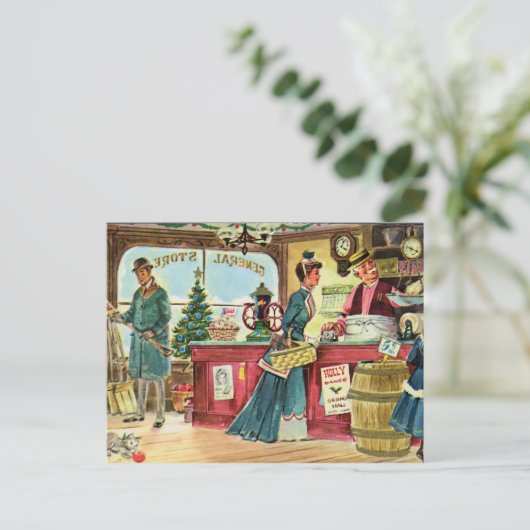 Kerstshoppen in de General Store Feestdagenkaart (Staand voorkant)