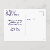 Kerstshoppen in de stad op een besneeuwde dag feestdagenkaart (Achterkant)