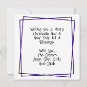 Kerstshoppen in de stad op een besneeuwde dag feestdagenkaart (Achterkant)