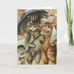 Kerstshoppingkatten. Feestdagen Kaart