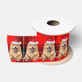 Kerstshow Chow Dog Holiday Red Plaid Satijnen Lint
