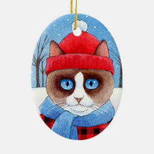 kerstshow of Ragdoll Cat-versiering Keramisch Ornament