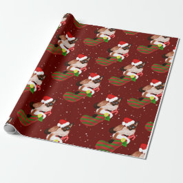 kerstsiamese katten met kersthoed cadeaupapier