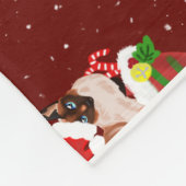 kerstsiamese katten met kersthoed fleece deken (Hoek)