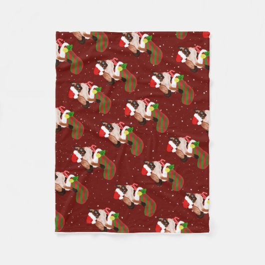 kerstsiamese katten met kersthoed fleece deken (Voorkant)