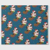 Kerstsiamese katten met kous en kersthoed cadeaupapier (Vlak)