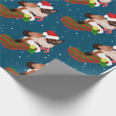 Kerstsiamese katten met kous en kersthoed cadeaupapier (Hoek)