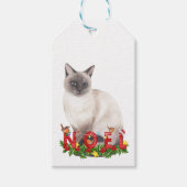 kerstsiamese Waterverf Cadeaulabel (Voorkant)