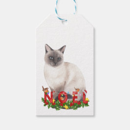 kerstsiamese Waterverf Cadeaulabel
