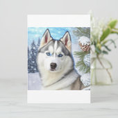 KerstSiberian Husky/Sled Dog T-Shirt Feestdagenkaart (Staand voorkant)