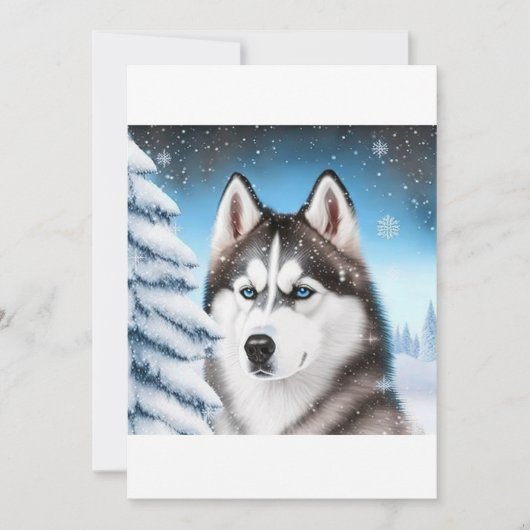 KerstSiberian Husky/Sled Dog T-Shirt Feestdagenkaart (Voorkant)
