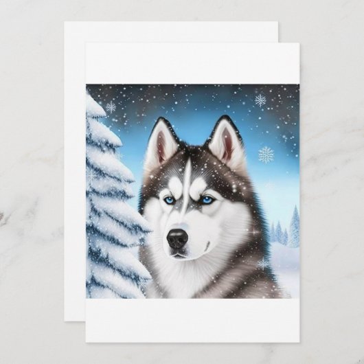KerstSiberian Husky/Sled Dog T-Shirt Feestdagenkaart (Voorkant / Achterkant)