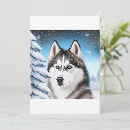 KerstSiberian Husky/Sled Dog T-Shirt Feestdagenkaart (Staand voorkant)