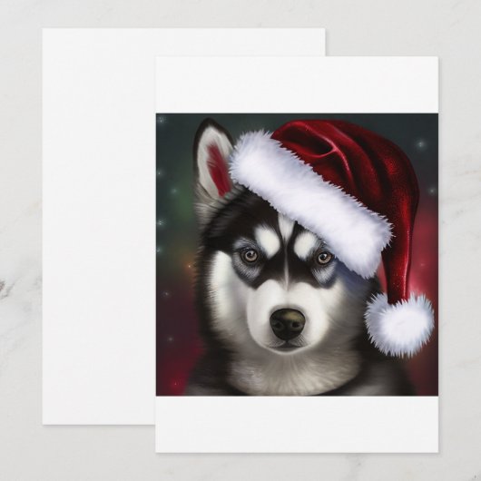 KerstSiberian Husky/Sled Dog T-Shirt Feestdagenkaart (Voorkant / Achterkant)