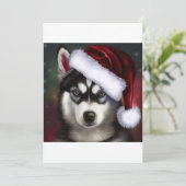 KerstSiberian Husky/Sled Dog T-Shirt Feestdagenkaart (Staand voorkant)