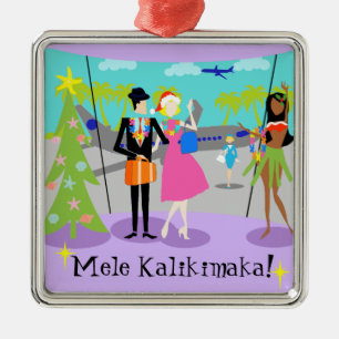 Kerstsieraad in Retro Hawaiian Metalen Ornament