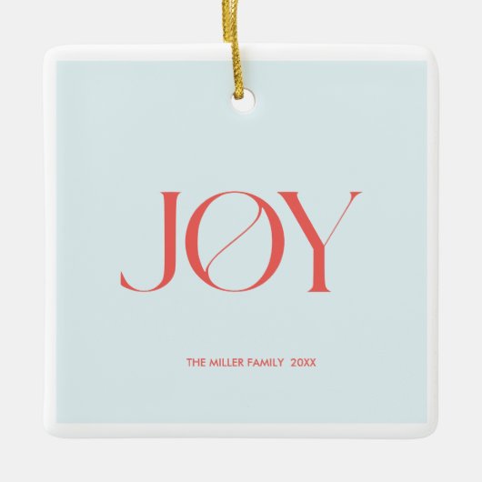 Kerstsieraad Joy | Gepersonaliseerd Keramisch Ornament (Voorkant)