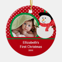 Kerstsieraad met eerste kerstfoto van baby Sneeuwm