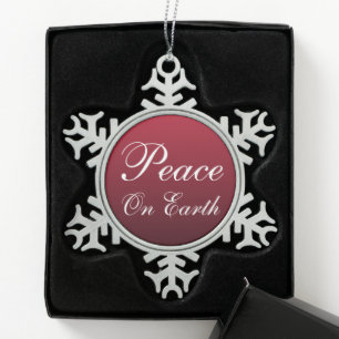 Kerstsieraad met sneeuwvlok voor Vrede op Aarde Tin Sneeuwvlok Ornament