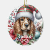 Kerstsieraad Spaniel Keramisch Ornament (Links)