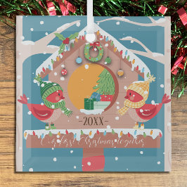 Kerstsieraad voor het eerste kerstfeest samen voor glas ornament
