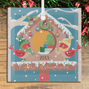 Kerstsieraad voor het eerste kerstfeest samen voor glas ornament