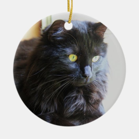 Kerstsieraad, zwarte kat keramisch ornament (Voorkant)