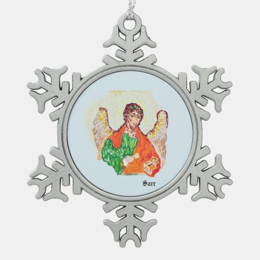Kerstsieraden/Archangle Raphael Tin Sneeuwvlok Ornament (Voorkant)