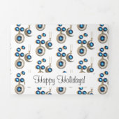 Kerstsieraden Boom blauw zwart heldere maan Drieluik Wenskaart (Cover)