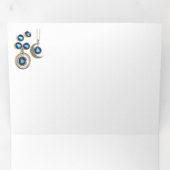 Kerstsieraden Boom blauw zwart heldere maan Drieluik Wenskaart (Binnenzijde eerst)