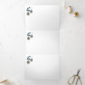 Kerstsieraden Boom blauw zwart heldere maan Drieluik Wenskaart (Binnen)