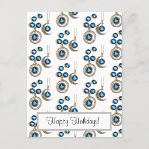 Kerstsieraden Boom blauw zwart heldere maan Feestdagenkaart