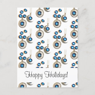 Kerstsieraden Boom blauw zwart heldere maan Feestdagenkaart