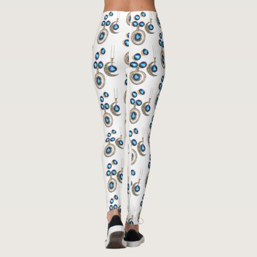 Kerstsieraden Boom blauw zwart heldere maan Leggings (Achterkant)