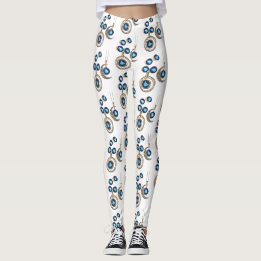 Kerstsieraden Boom blauw zwart heldere maan Leggings (Voorkant)