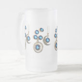 Kerstsieraden Boom blauw zwart heldere maan Matglas Bierpul (Voorkant links)