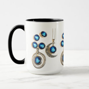 Kerstsieraden Boom blauw zwart heldere maan Mok