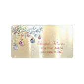 Kerstsieraden, boomtak, goud etiket (Voorkant)