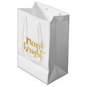 kerstsieraden en heldere faux Gold-typografie Medium Cadeauzakje (Voorkant Gekanteld)