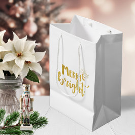 kerstsieraden en heldere faux Gold-typografie Medium Cadeauzakje