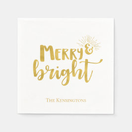 kerstsieraden en heldere faux Gold-typografie Servet