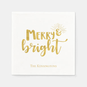 kerstsieraden en heldere faux Gold-typografie Servet