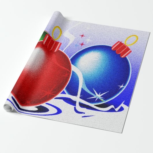 Kerstsieraden en lint - cadeaupapier (Uitgerold)