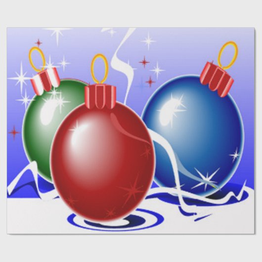 Kerstsieraden en lint - cadeaupapier (Vlak)