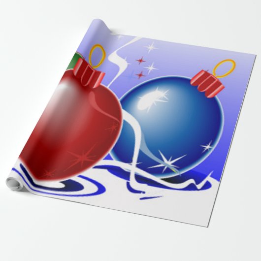 Kerstsieraden en lint - cadeaupapier (Uitgerold)