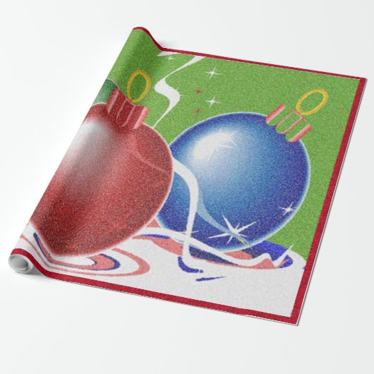 Kerstsieraden en lint - cadeaupapier (Uitgerold)