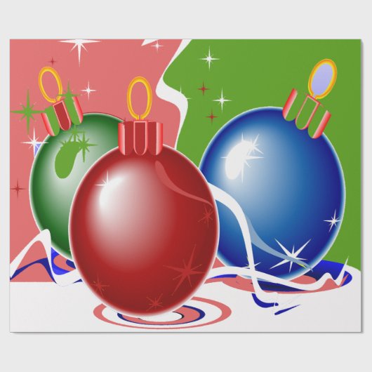 Kerstsieraden en lint - cadeaupapier (Vlak)