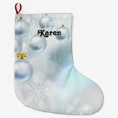 kerstsieraden en sneeuwvlokken grote kerstsok (Voorkant)