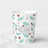 Kerstsieraden en winterpatroon papieren bekers (Achterkant)