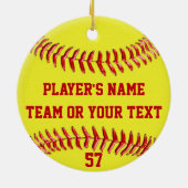 Kerstsieraden met rode, gouden Super Cute Softball Keramisch Ornament (Achterkant)
